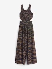Zebra Print Shirred Jumpsuit - Image 5 of 5