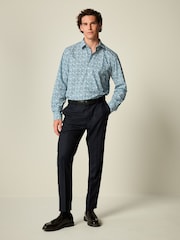 Navy Blue Regular Fit Easy Care Long Sleeve Single Cuff Floral Shirt - Image 2 of 8