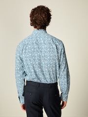 Navy Blue Regular Fit Easy Care Long Sleeve Single Cuff Floral Shirt - Image 3 of 8