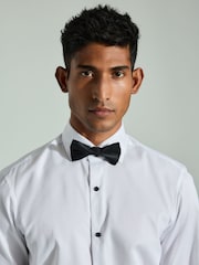 White Textured/Black Bow Tie Regular Fit Double Cuff Shirt And Bow Tie Pack - Image 4 of 9