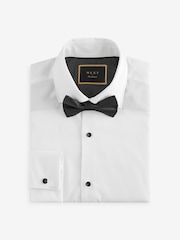 White Textured/Black Bow Tie Regular Fit Double Cuff Shirt And Bow Tie Pack - Image 6 of 9