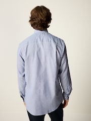 Blue/White Stripe Regular Fit Easy Care Long Sleeve Single Cuff Royal Oxford Shirt - Image 3 of 7
