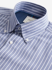 Blue/White Stripe Regular Fit Easy Care Long Sleeve Single Cuff Royal Oxford Shirt - Image 6 of 7