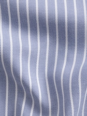 Blue/White Stripe Regular Fit Easy Care Long Sleeve Single Cuff Royal Oxford Shirt - Image 7 of 7