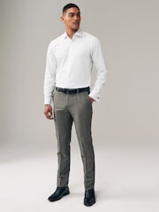 White Slim Fit Trimmed Easy Care Double Cuff Shirt - Image 2 of 9