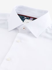 White Slim Fit Trimmed Easy Care Double Cuff Shirt - Image 8 of 9