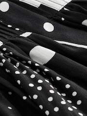 Negru - Rochie midi cu mâneci bufante - Imaginea 6 din 6