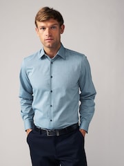 Nordic Blue Regular Fit Trimmed Easy Care Single Cuff Oxford Shirt - Image 1 of 8