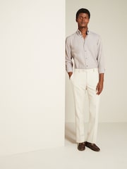 Neutral Brown Regular Fit Easy Care Long Sleeve Single Cuff Royal Oxford Shirt - Image 2 of 8