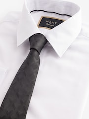 White/Black Diamond Jacqaurd Slim Fit Occasion Shirt And Tie Pack - Image 1 of 4