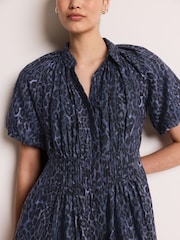 Blue Puff Sleeve Midi Dress - Image 5 of 7