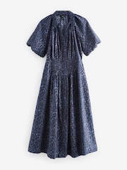 Blue Puff Sleeve Midi Dress - Image 6 of 7