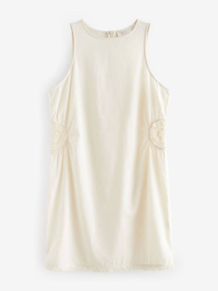 Ecru Broderie Summer Dress with Linen - Image 3 of 3