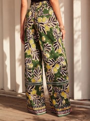 Green Wide Leg Trousers With Linen - Image 2 of 6