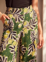 Green Wide Leg Trousers With Linen - Image 4 of 6