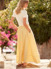 Yellow Textured Stripe Midi Skirt - Image 2 of 4