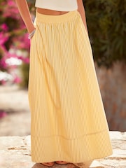 Yellow Textured Stripe Midi Skirt - Image 3 of 4