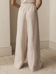 Natural Premium 100% Linen Wide Leg Trousers - Image 4 of 7
