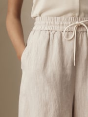 Natural Premium 100% Linen Wide Leg Trousers - Image 5 of 7