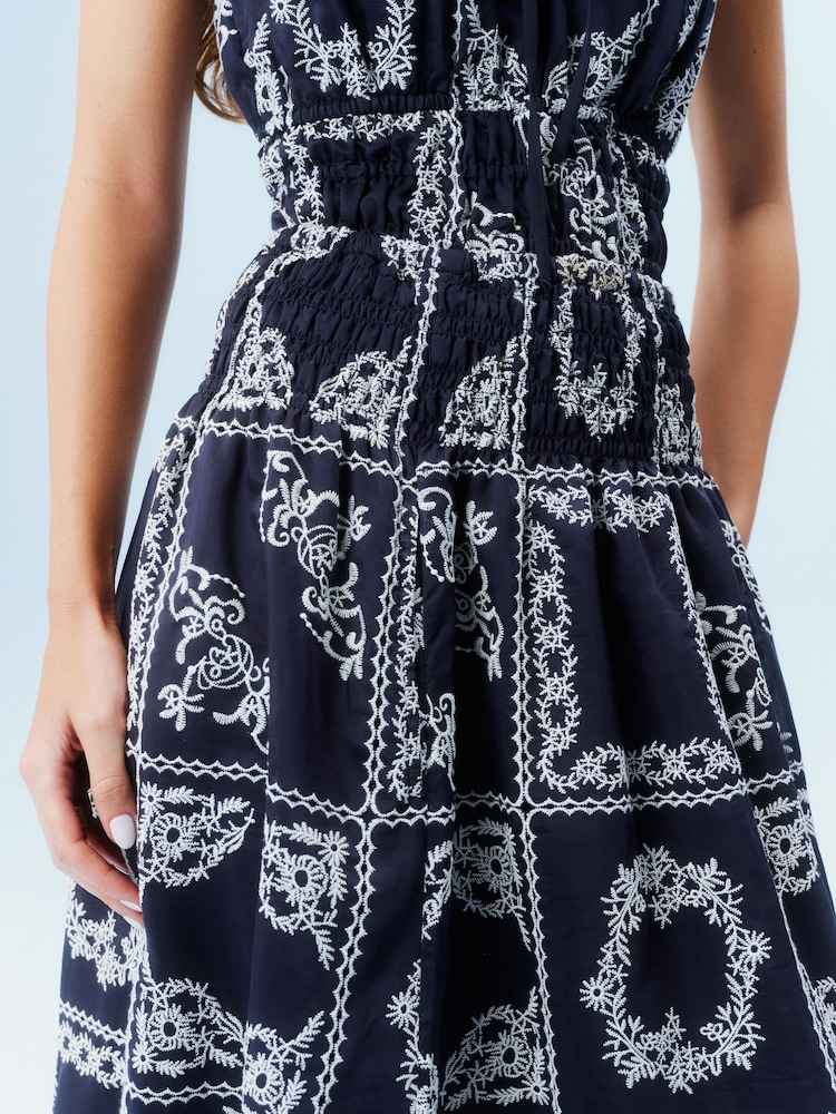 Blue Embroidered Maxi Skirt - Image 4 of 7