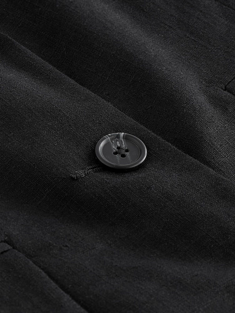 Black Linen Blend Long Line Waistcoat - Image 6 of 7