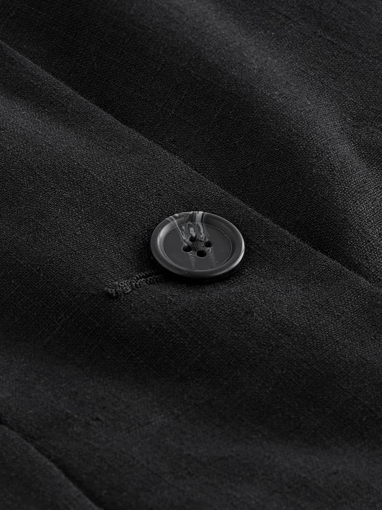 Black Linen Blend Long Line Waistcoat - Image 7 of 7