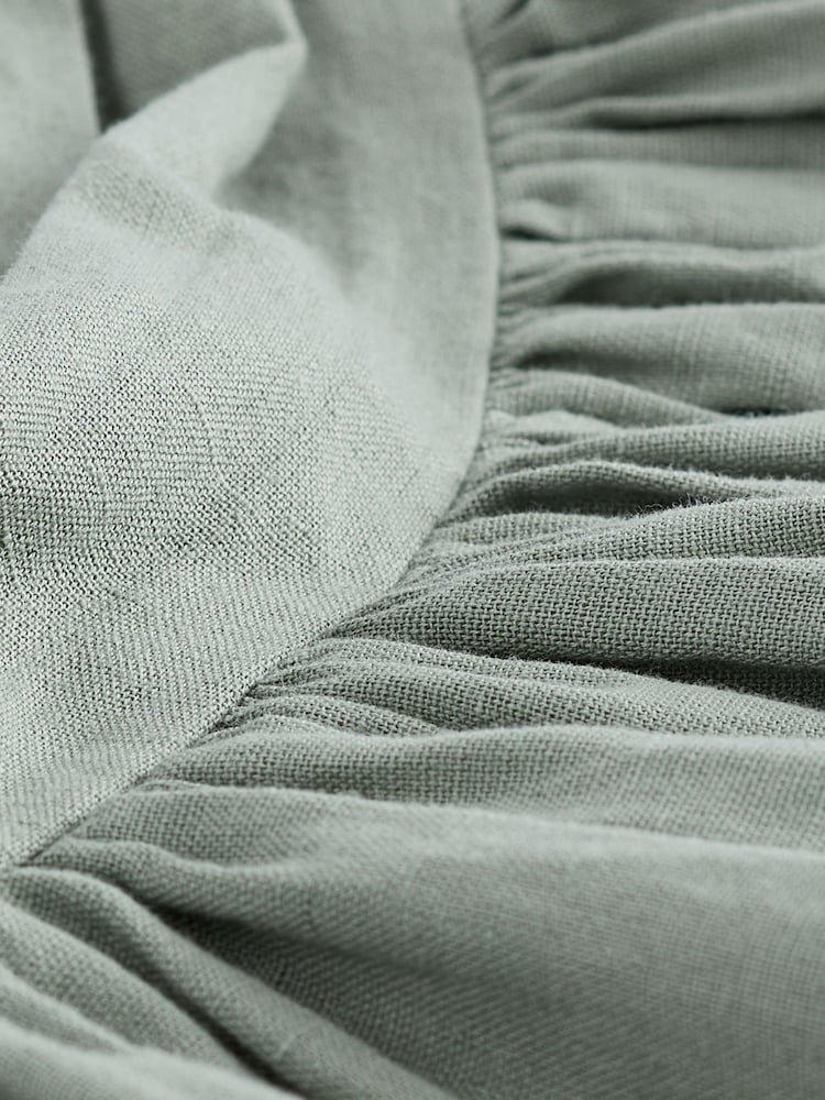Green Premium One Shoulder Midi Dress With Linen - Image 6 of 6 Green Premium One Shoulder Midi Dress With Linen - Image 6 of 6