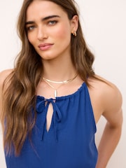 Blue Linen Blend Cami Top - Image 1 of 7