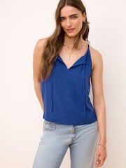 Blue Linen Blend Cami Top - Image 4 of 7