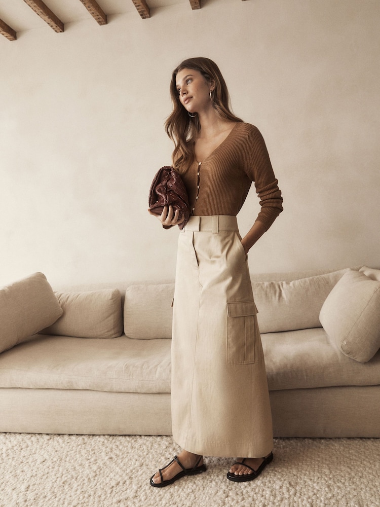 Stone Utility Midi 100% Cotton Skirt - Image 2 of 5