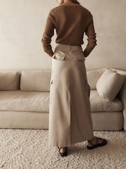 Stone Utility Midi 100% Cotton Skirt - Image 4 of 5