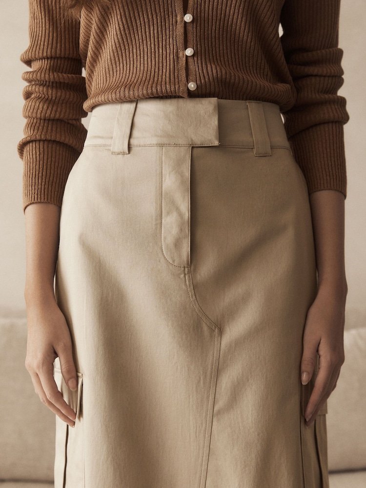 Stone Utility Midi 100% Cotton Skirt - Image 5 of 5