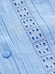 Blue Mini 100% Cotton Broderie Shirt Dress - Image 7 of 7