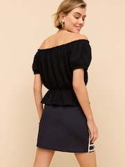 Navy Cotton Embroidered 100% Cotton Mini Skirt - Image 3 of 6
