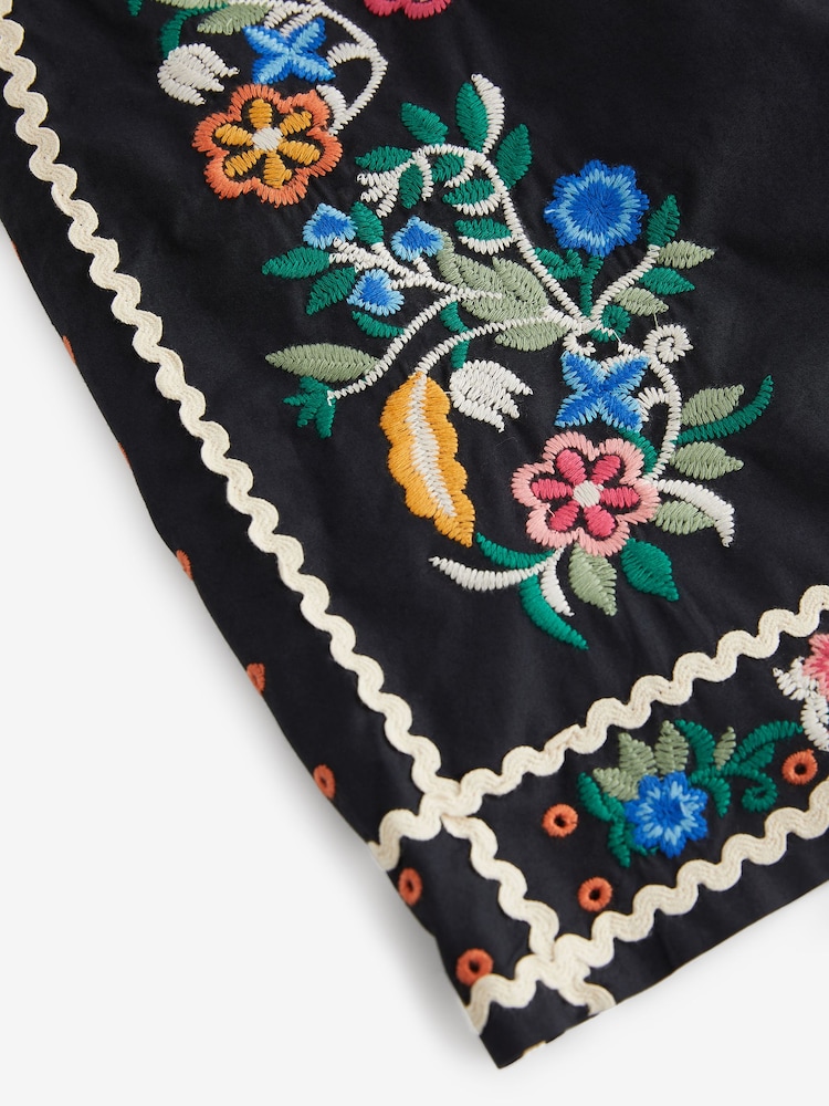 Navy Cotton Embroidered 100% Cotton Mini Skirt - Image 6 of 6 Navy Cotton Embroidered 100% Cotton Mini Skirt - Image 6 of 6