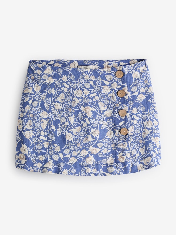 Blue Floral Linen Blend Skort - Image 2 of 3