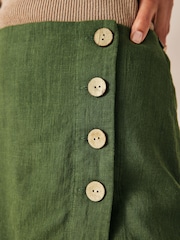 Khaki Green Linen Blend Skort - Image 5 of 8