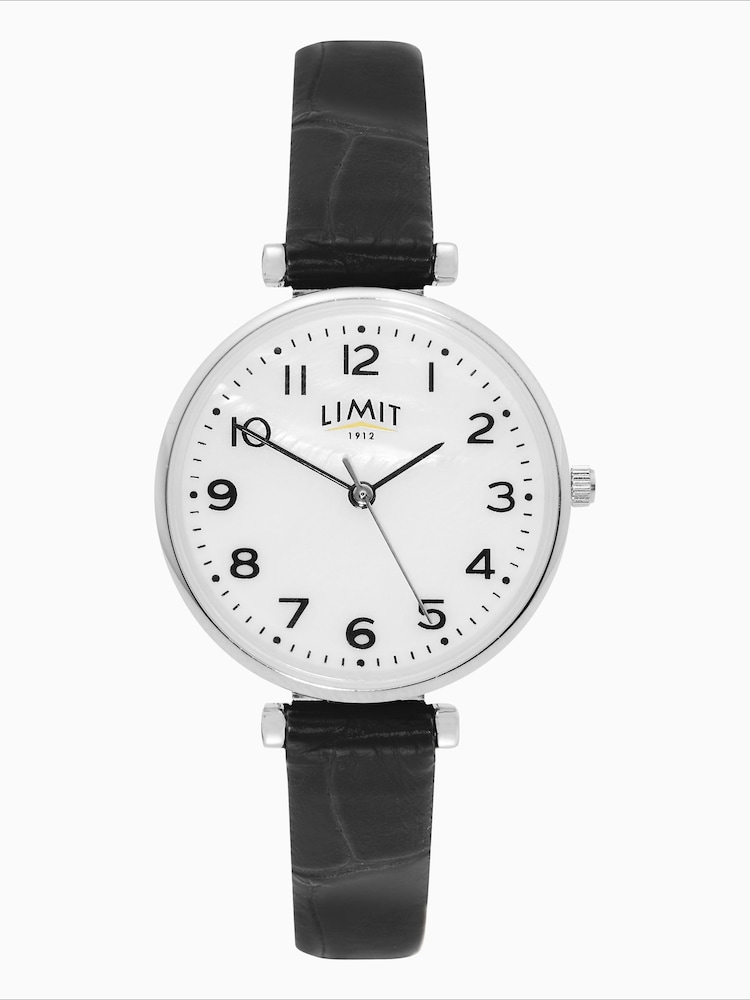 Limit Black 30mm Womens Round Silver Analogue Watch with Black Strap - Image 1 of 4