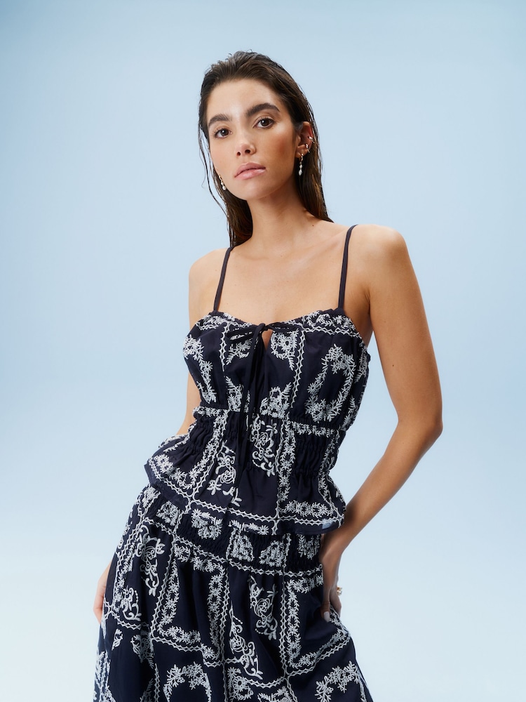 Navy Embroidered Cami Top - Image 1 of 6