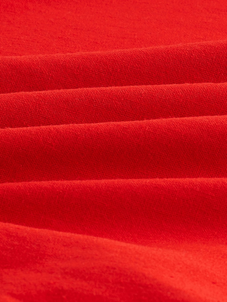 Red Square Neck Shift Mini Dress With Linen - Image 5 of 5