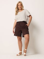 Yours Curve Natural Stripe Swing T-Shirt - Image 2 of 6