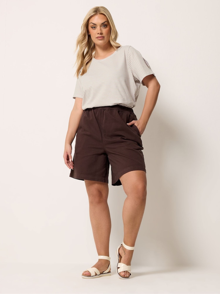 Yours Curve Natural Stripe Swing T-Shirt - Image 2 of 6