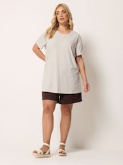 Yours Curve Natural Stripe Swing T-Shirt - Image 3 of 6