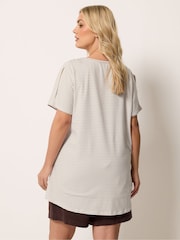 Yours Curve Natural Stripe Swing T-Shirt - Image 4 of 6