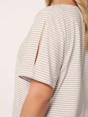 Yours Curve Natural Stripe Swing T-Shirt - Image 5 of 6