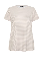 Yours Curve Natural Stripe Swing T-Shirt - Image 6 of 6