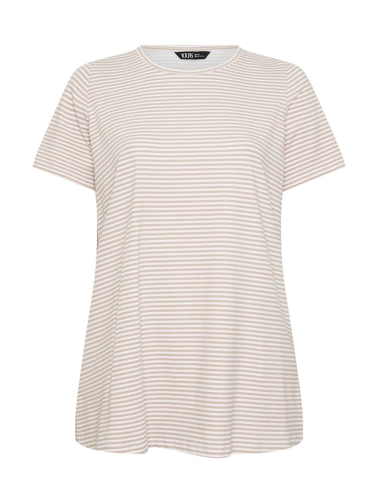 Yours Curve Natural Stripe Swing T-Shirt - Image 6 of 6