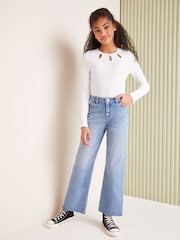 Lipsy White Eyelet Long Sleeve Top (5-16yrs) - Image 2 of 4