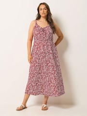 Yours Curve Red Textured Keyhole Dress - Image 1 of 5