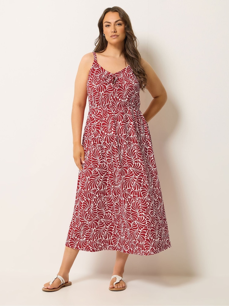 Yours Curve Red Textured Keyhole Dress - Image 1 of 5 Yours Curve Red Textured Keyhole Dress - Image 1 of 5